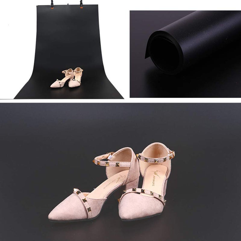 Meking Black PVC Photography Backdrop Matte & Reflective PVC Background 24x51inches (60x130cm) Dual Side Vinyl Photo Backdrop for Product Video Photography Studio - Image 3